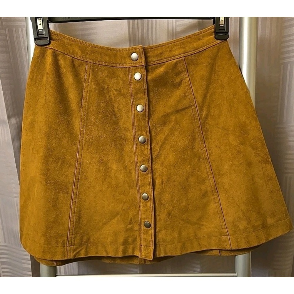 Abercrombie & Fitch Chocolate Brown Faux Suede Mini Skirt Snap Small Sz 2